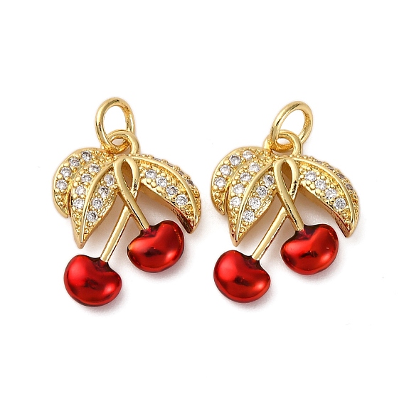 Латунные микро проложить кубического циркония подвески, вишня, с эмалью, с целью перехода в кольце, без кадмия и без свинца, стойки покрытие, долговечный