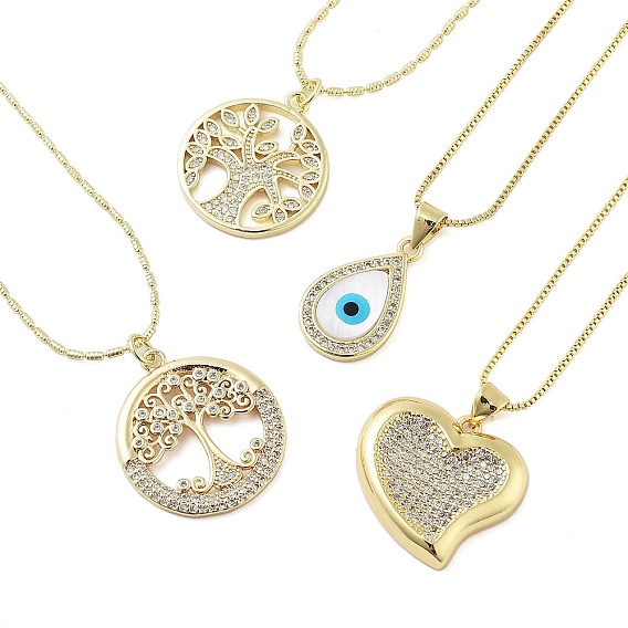 Ожерелья с подвеской из латуни с микропаве и прозрачным кубическим цирконием для женщин, реальный 18 k позолоченный