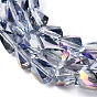 Electroplate Glass Beads Strands, Half Rainbow Plated, Faceted, Triangle