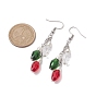 3Pcs Glass Beads Dangle Earrings, with 316 Surgical Stainless Steel Earring Hooks, Jewely for Women
