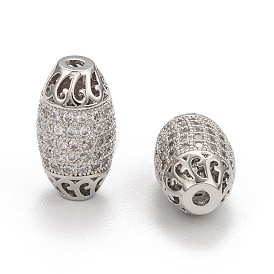 Perles de cubes zircone en laiton , ovale