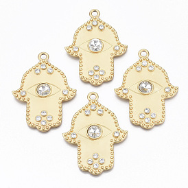Alloy Big Pendants, with Crystal Rhinestone, Cadmium Free & Nickel Free & Lead Free, Real 14K Gold Plated