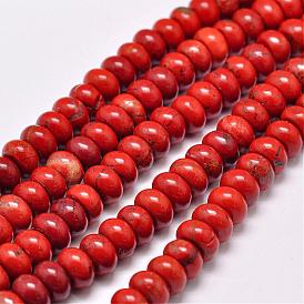 Rouge naturel perles de jaspe brins, rondelle