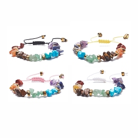 Плетеный браслет из бисера из натуральных и синтетических смешанных драгоценных камней, 7 регулируемый браслет чакра-йога для женщин