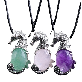 Подвески из натурального камня с морскими животными, сплав морской конек драгоценные камни подвески, платина