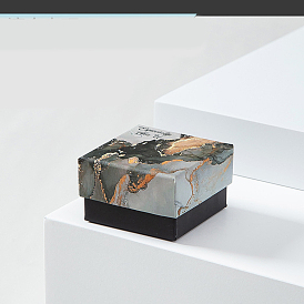 Boîte à bijoux en carton, avec une éponge à l'intérieur, carré avec motif marbré