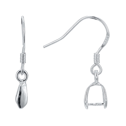 925 Sterling Silver Earring Hooks Findings, with Pendant Bails