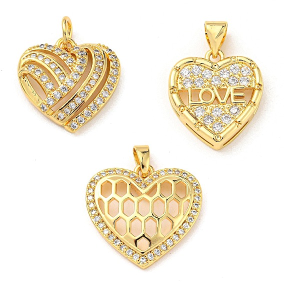 Латунь с кубическим цирконием подвеской, без кадмия и без свинца, сердце