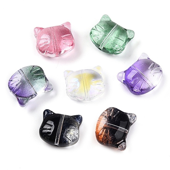 Прозрачные стеклянные бусины, кошка, градиент цвета