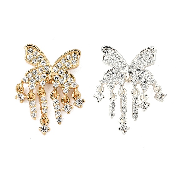 Латунные микропаве прозрачные подвески с фианитом, бабочка