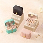 Boîte de rangement ovale en cuir PU pour mini bagues à fente avec bouton-pression, étui à bijoux de voyage portable pour bagues