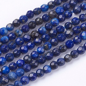 Hilos de cuentas de lapislázuli natural, facetados, rondo, 3 mm, agujero: 0.8 mm