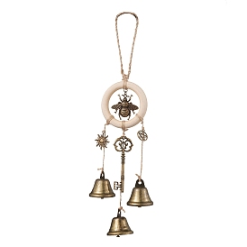 Защитные колокольчики для ключей из сплава и железа, подвесные украшения для дверных ручек, Деревянное кольцо ведьмы с колокольчиками для домашнего декора