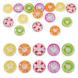 15кабошоны из прозрачной смолы, фруктовый пончик, с блеском порошок