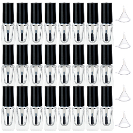 Transparent Glass Nail Polish Empty Bottle, with Brush and Plastic Funnel Hopper