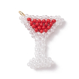 Подвески из стеклянных бусин для вина, с 304 кольцами из нержавеющей стали