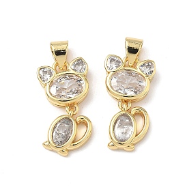 Латунные микро проложить кубического циркония подвески, форма кошки, без кадмия и без свинца, долговечный
