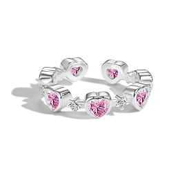 Кольцо-манжета в форме сердца из кубического циркония, 925 женское кольцо на открытый палец из стерлингового серебра