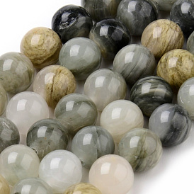 Natural Green Rutilated Quartz Beads Strands, Round