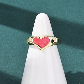 Латунные эмалевые манжеты для женщин, сердце, стойки покрытие, долговечный, без свинца и без кадмия