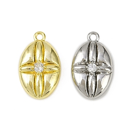 Подвески из латуни с прозрачным фианитом, без кадмия, без никеля и без свинца, овальные амулеты, долговечный