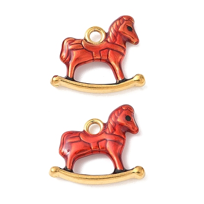 304 нержавеющей стальной эмали подвески, ионное покрытие (ip), очарование лошадки-качалки, золотые