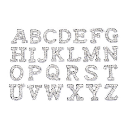 26шт. кабошоны из АБС-пластика с имитацией жемчуга, страз и ткани в виде букв, кремово-белые