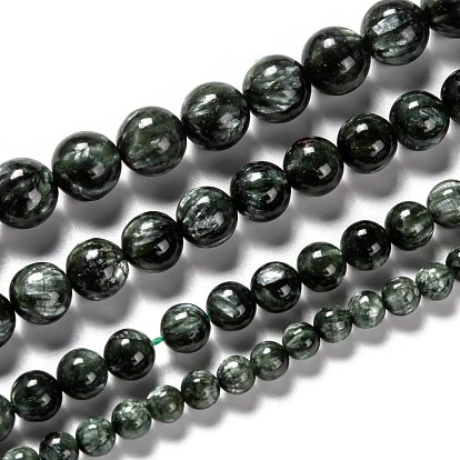 Perles naturelles SERAPHINITE brins, ronde, Grade a