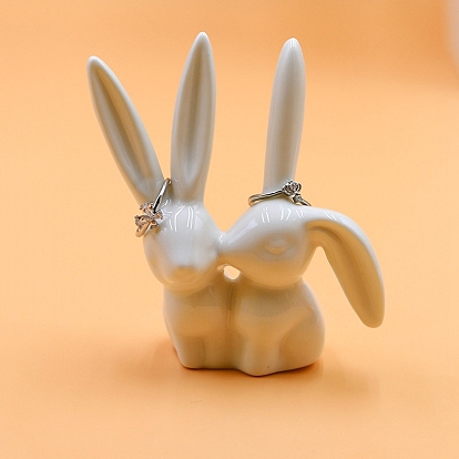 Фарфоровая скульптура кролика витрина украшения, стенды для демонстрации ювелирных изделий, кольца держатель для органайзера ювелирных изделий
