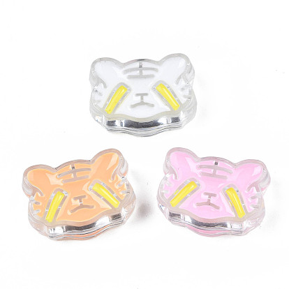 Transparent Acrylic Beads, with Enamel, Tiger