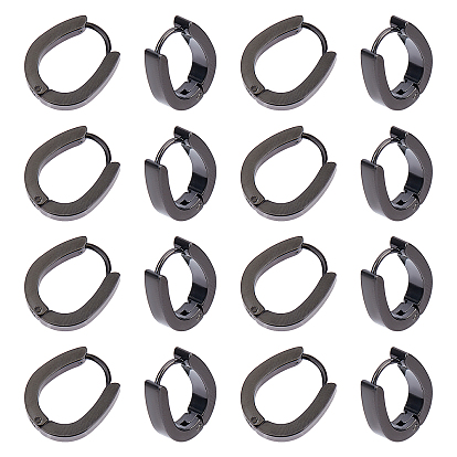 10 Pairs 304 Stainless Steel Hoop Earrings, Hypoallergenic Earrings, Oval