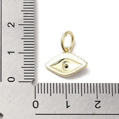 Micro cuivres ouvrent charmes de zircons, avec l'émail, avec anneau de saut, réel 18 k plaqué or, mauvais œil