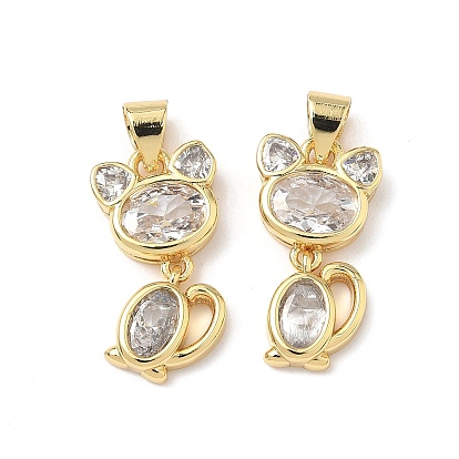 Латунные микро проложить кубического циркония подвески, форма кошки, без кадмия и без свинца, долговечный