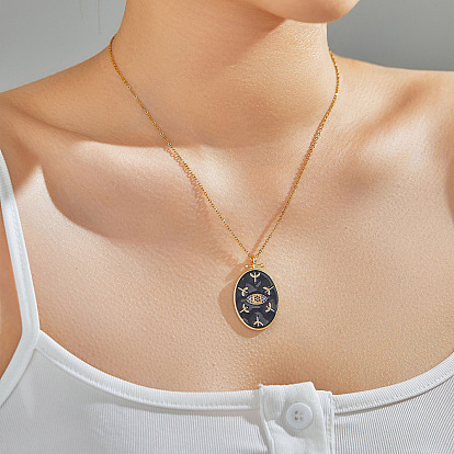 Элегантные латунные ожерелья с прозрачными кубическими цирконами и эмалью в виде счастливого глаза, идеально подходит для повседневной носки