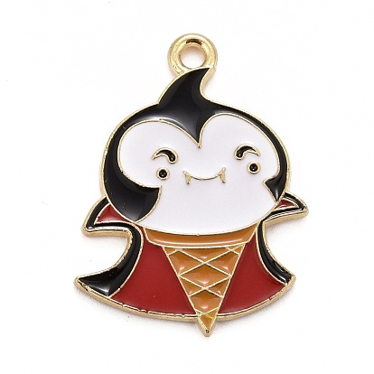 Halloween Alloy Enamel Pandants, Light Gold, Ghost