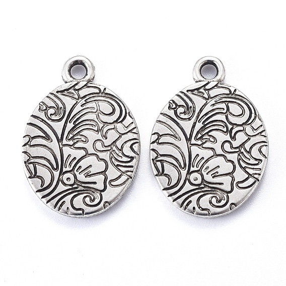 CCB Plastic Pendants, Oval with Flower