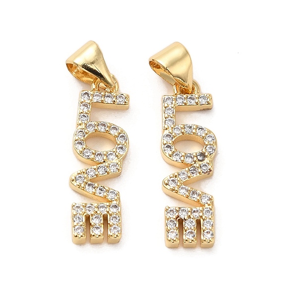 Стойка ко Дню святого Валентина с покрытием из латуни, микро-паве, прозрачные подвески из кубического циркония, долговечный, без кадмия и без свинца, Слово любовь