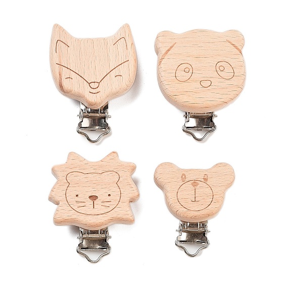 Зажим для пустышки из бука, с железными зажимами, зажим для подтяжки для игрушек при прорезывании зубов, для поводка с зажимами для детской пустышки