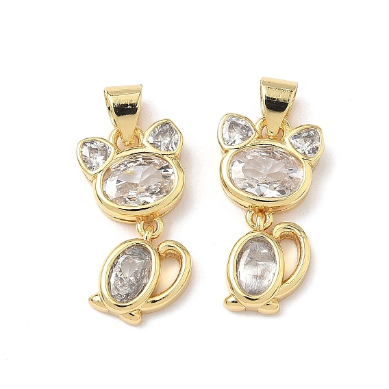 Латунные микро проложить кубического циркония подвески, форма кошки, без кадмия и без свинца, долговечный