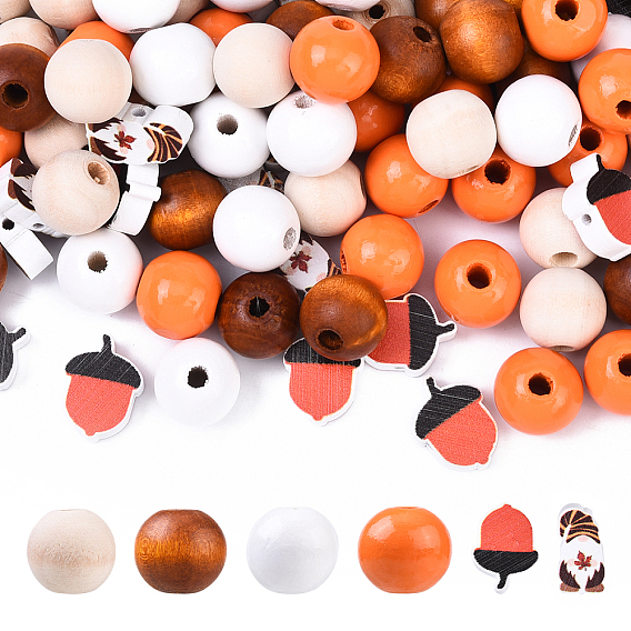 День благодарения 100 шт. 6 стили печатные деревянные бусины