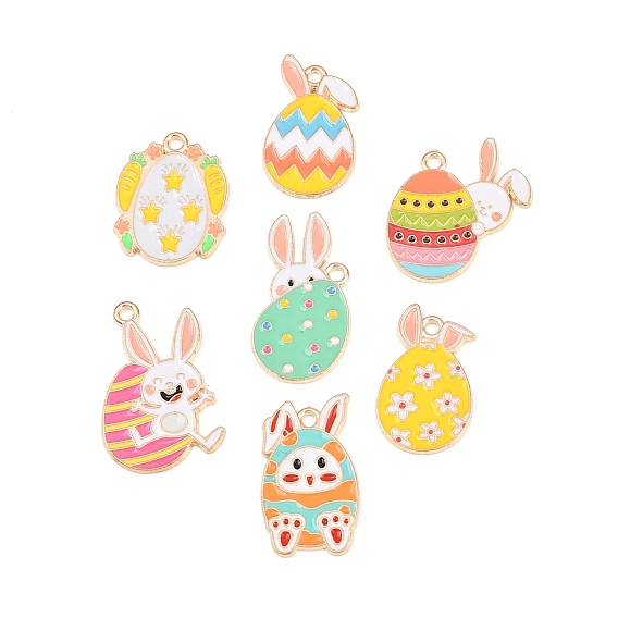 Подвески из сплава , с эмалью, Пасхальное яйцо с подвесками в виде кролика, золотой свет