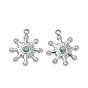 Pendientes de material sintético de color turquesa, 304 Dijes de acero inoxidable con forma de copo de nieve de cristal y diamantes de imitación, engastados en bisel