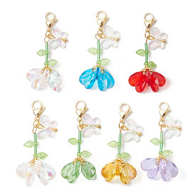Наборы украшений в виде бабочки из стеклянного бисера и акрилового камня ручной работы, с поворотными карабинами из сплава, подвесные украшения