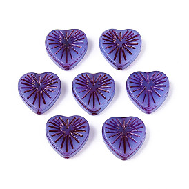 Бусины лэмпворк , сердце, модена металлический плетеный