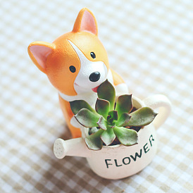 If you have a small short-legged corgi dog cartoon succulent plant flower pot creative resin ornament potted plant matching at home