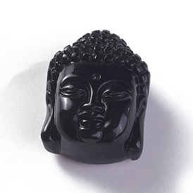 Pendentifs en obsidienne naturelles, tête de bouddha