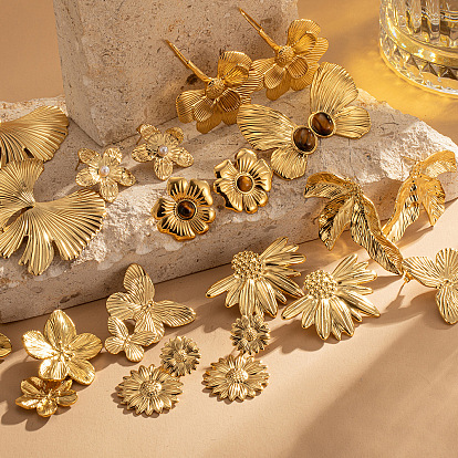 304 из нержавеющей стали серьги, золотые