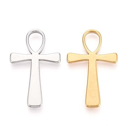 304 подвески из нержавеющей стали, анкх крест очарование, ионное покрытие (ip)