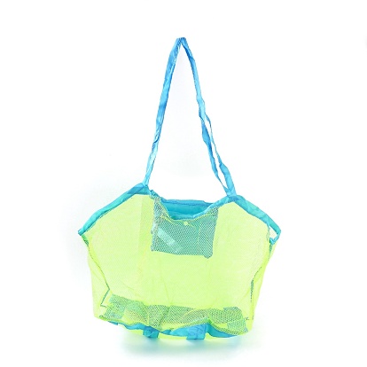 Portable Nylon Mesh Grocery Bags, for School Travel Daily Beach Bags Fits