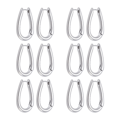 6 пары сережек-колец из сплава, слеза